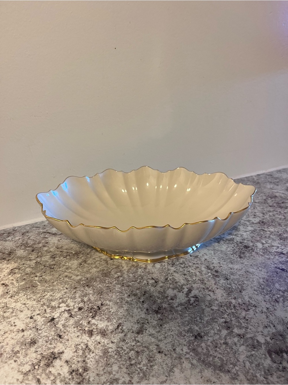 Vintage Symphony Scalloped Footed Centerpiece Bowl - Fine China, 24k Gold